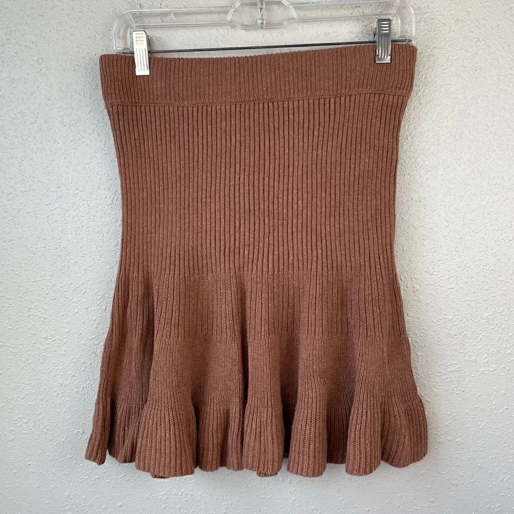 NWOT Free People Brown Sweater Skirt Size L
